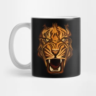 Roaring tiger face, angry tiger head art Mug